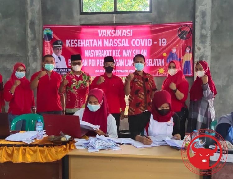 KEGIATAN VAKSINASI COVID-19 BAMUSI DPC PDI PERJUANGAN LAMPUNG SELATAN