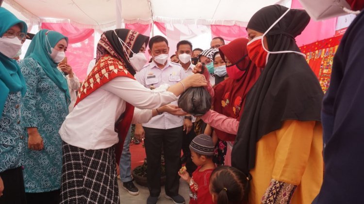 H. Wianarni Nanang Ermanto selaku Duta Swasembada Gizi Lampung Selatan memberikan pengarahan dan  pemahaman kesehatan Reoroduksi dan Stunting  bagi Calon Pengantin