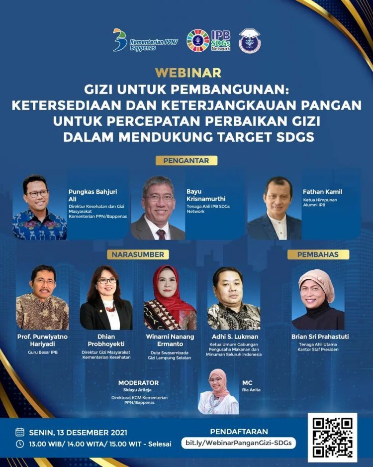 Webinar Gizi untuk Pembangunan: Ketersediaan dan Keterjangkauan Pangan untuk Percepatan Perbaikan Gizi dalam Mendukung Target SDGs