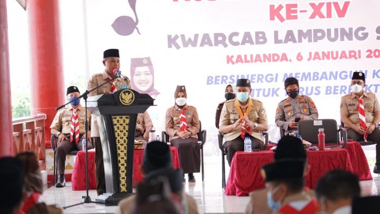 Bupati sekaligus Ketua Majelis Pembimbing Kwartir Cabang Gerakan Pramuka Lampung Selatan H. Nanang Ermanto membuka Musyawarah Cabang (Muscab) ke-XIV Kwartir Cabang Gerakan Pramuka Lampung Selatan.