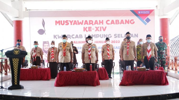 Bupati sekaligus Ketua Majelis Pembimbing Kwartir Cabang Gerakan Pramuka Lampung Selatan H. Nanang Ermanto membuka Musyawarah Cabang (Muscab) ke-XIV Kwartir Cabang Gerakan Pramuka Lampung Selatan.