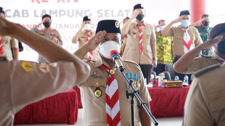 Bupati sekaligus Ketua Majelis Pembimbing Kwartir Cabang Gerakan Pramuka Lampung Selatan H. Nanang Ermanto membuka Musyawarah Cabang (Muscab) ke-XIV Kwartir Cabang Gerakan Pramuka Lampung Selatan.