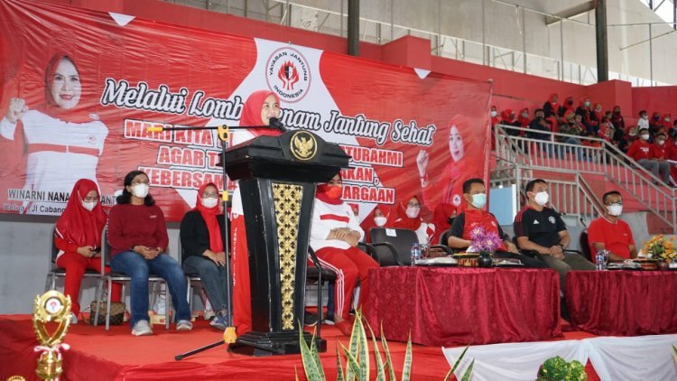 HUT Ke-5 Tahun, Ketua YJI Cabang Lampung Selatan Buka Lomba Senam Jantung Sehat