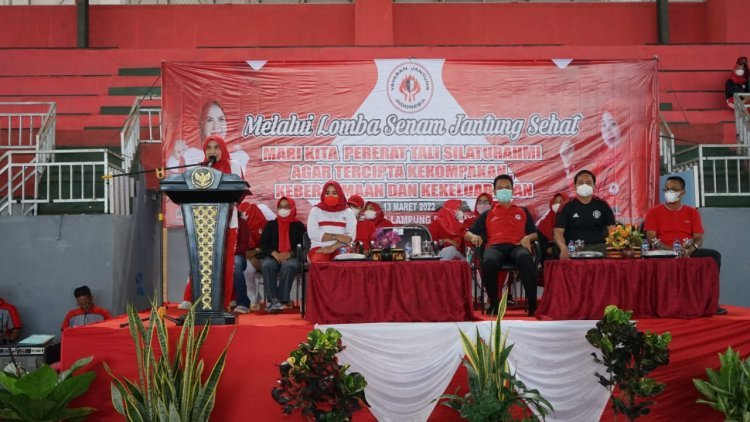 HUT Ke-5 Tahun, Ketua YJI Cabang Lampung Selatan Buka Lomba Senam Jantung Sehat