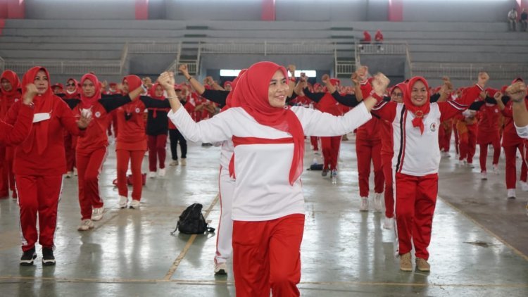 HUT Ke-5 Tahun, Ketua YJI Cabang Lampung Selatan Buka Lomba Senam Jantung Sehat