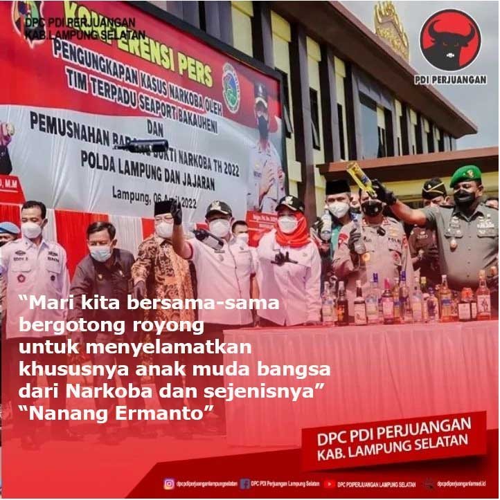 Pemusnahan Barang Bukti Narkoba Tahun 2022 di halaman POLDA LAMPUNG.