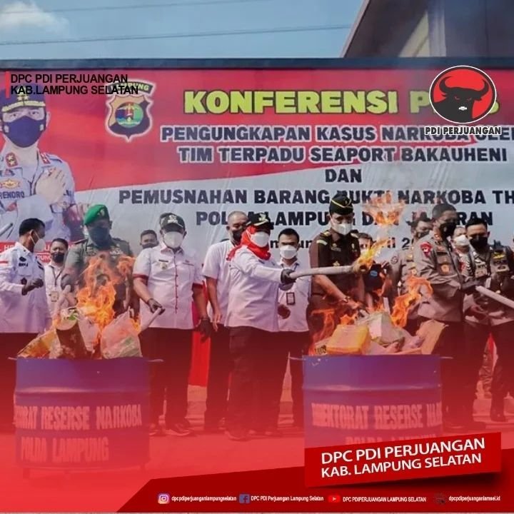 Pemusnahan Barang Bukti Narkoba Tahun 2022 di halaman POLDA LAMPUNG.