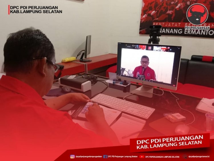 Sekretaris DPC PDI Perjuangan Lampung Selatan H. Syahirul Alim SH.,MH Mengikuti Sekolah Partai Secara Daring  Yang Diadakan Oleh DPP  Partai.