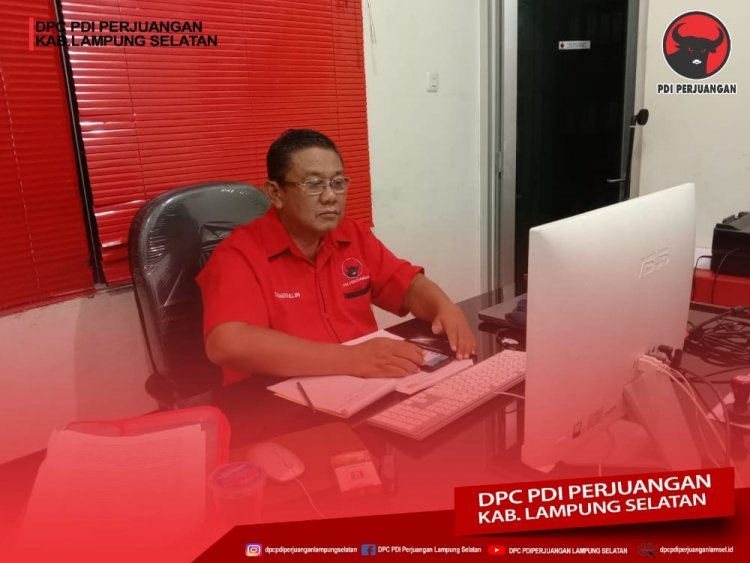 Sekretaris DPC PDI Perjuangan Lampung Selatan H. Syahirul Alim SH.,MH Mengikuti Sekolah Partai Secara Daring  Yang Diadakan Oleh DPP  Partai.