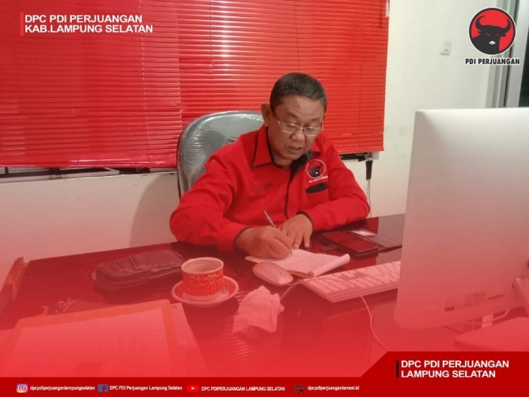 Bertepat Di Kantor DPC PDI Perjuangan Lampung Selatan Sekretaris Bapak H. syahirul Alim SH.,MH Kembali Mengikuti Sekolah Partai Secara Daring