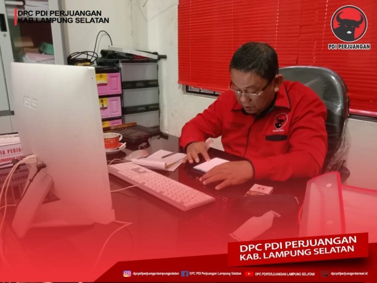 Bertepat Di Kantor DPC PDI Perjuangan Lampung Selatan Sekretaris Bapak H. syahirul Alim SH.,MH Kembali Mengikuti Sekolah Partai Secara Daring