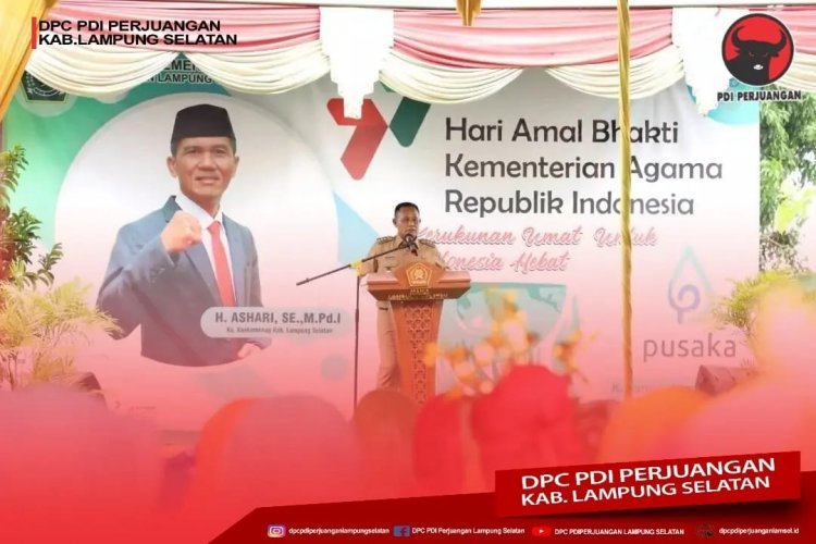 Bupati Lampung Selatan H. Nanang Ermanto bersama Ketua TP-PKK Hj. Winarni Nanang Ermanto menghadiri acara peringatan Hari Amal Bhakti (HAB) Kementerian Agama RI yang ke-77 di halaman Madrasah Aliyah Negeri( MAN) 1 Lampung Selatan.