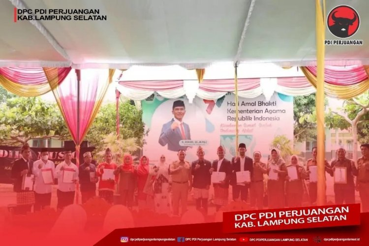 Bupati Lampung Selatan H. Nanang Ermanto bersama Ketua TP-PKK Hj. Winarni Nanang Ermanto menghadiri acara peringatan Hari Amal Bhakti (HAB) Kementerian Agama RI yang ke-77 di halaman Madrasah Aliyah Negeri( MAN) 1 Lampung Selatan.