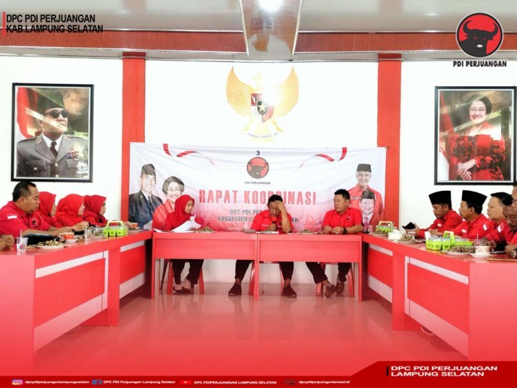 Di Pimpin Sekretaris, DPC PDI Perjuangan Kabupaten Lampung Selatan Gelar Rakoor Mingguan