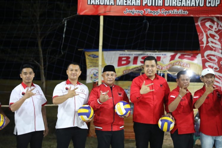 Ketua DPC PDI Perjuangan Kabupaten Lampung Selatan Buka Turnamen Bola Volly TMP Lamsel Cup 2023