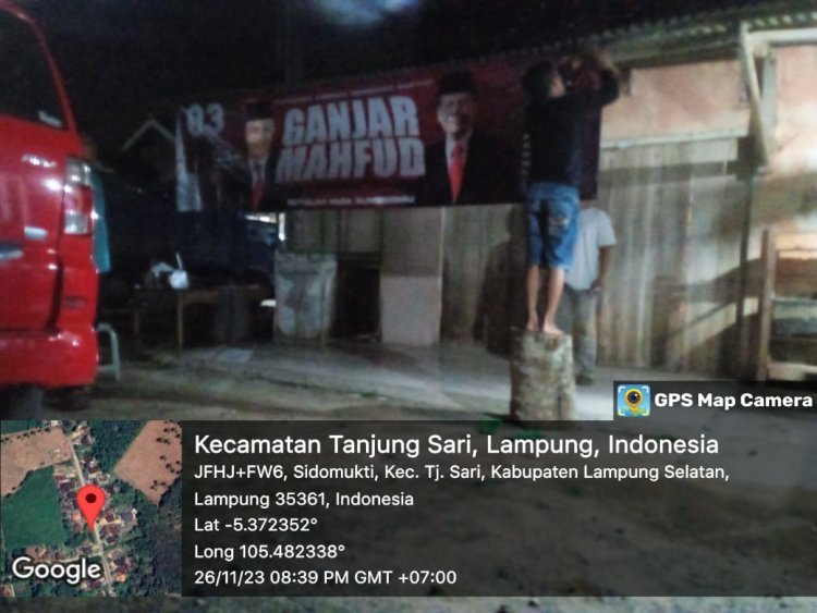 17 PAC Se-Kabupaten Lampung Selatan Pasang Banner dan Spanduk Ganjar-Mahfud