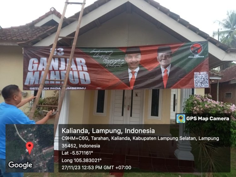 17 PAC Se-Kabupaten Lampung Selatan Pasang Banner dan Spanduk Ganjar-Mahfud